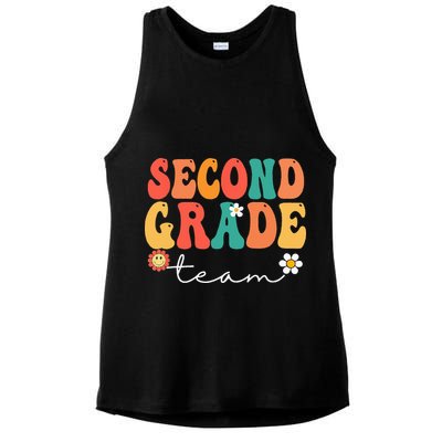 Second Grade Team Retro Groovy Vintage First Day Of School Ladies PosiCharge Tri-Blend Wicking Tank