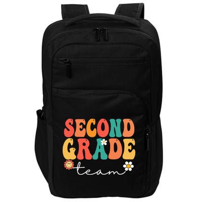 Second Grade Team Retro Groovy Vintage First Day Of School Impact Tech Backpack