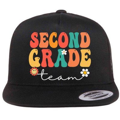 Second Grade Team Retro Groovy Vintage First Day Of School Flatbill Hat