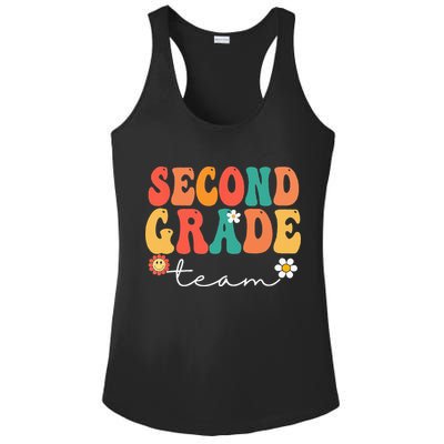 Second Grade Team Retro Groovy Vintage First Day Of School Ladies PosiCharge Competitor Racerback Tank
