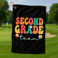 Second Grade Team Retro Groovy Vintage First Day Of School Golf Towel