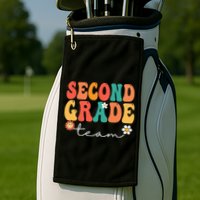 Second Grade Team Retro Groovy Vintage First Day Of School Golf Towel