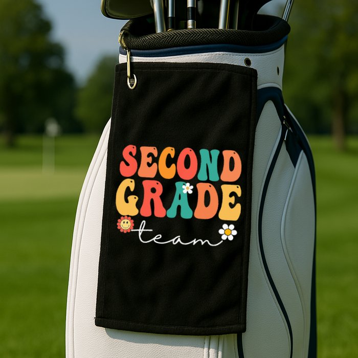 Second Grade Team Retro Groovy Vintage First Day Of School Golf Towel