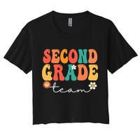 Second Grade Team Retro Groovy Vintage First Day Of School Crop Top