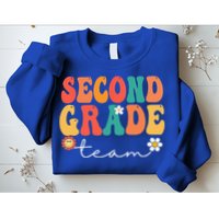 Second Grade Team Retro Groovy Vintage First Day Of School Sweatshirt
