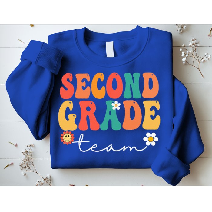 Second Grade Team Retro Groovy Vintage First Day Of School Sweatshirt