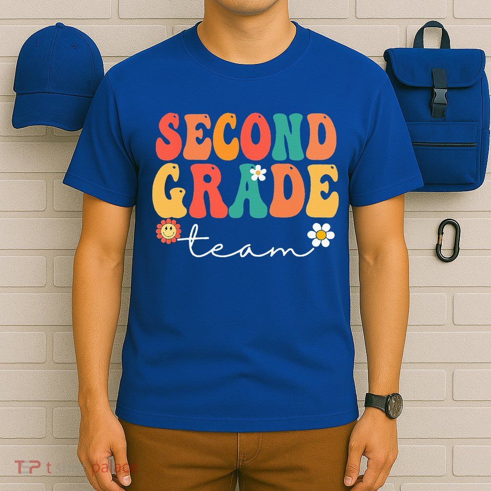 Second Grade Team Retro Groovy Vintage First Day Of School T-Shirt