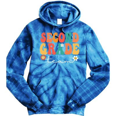 Second Grade Team Retro Groovy Vintage First Day Of School Tie Dye Hoodie