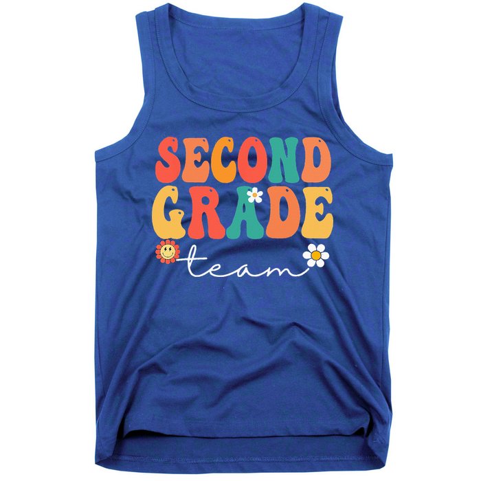Second Grade Team Retro Groovy Vintage First Day Of School Tank Top