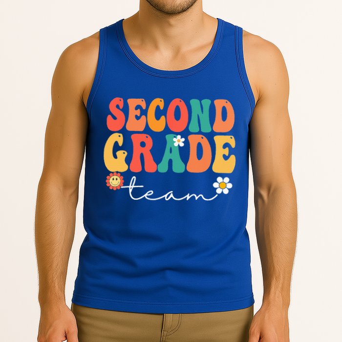 Second Grade Team Retro Groovy Vintage First Day Of School Tank Top