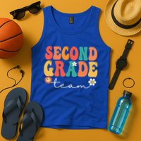 Second Grade Team Retro Groovy Vintage First Day Of School Tank Top