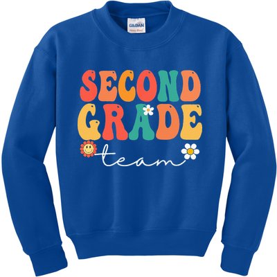 Second Grade Team Retro Groovy Vintage First Day Of School Kids Sweatshirt