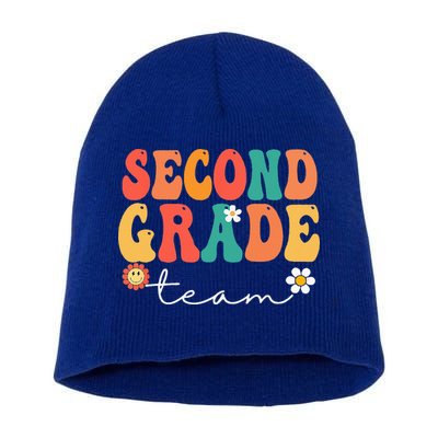 Second Grade Team Retro Groovy Vintage First Day Of School Short Acrylic Beanie