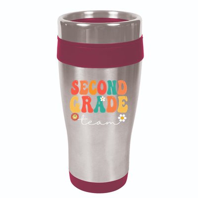 Second Grade Team Retro Groovy Vintage First Day Of School 16oz Travel Tumbler