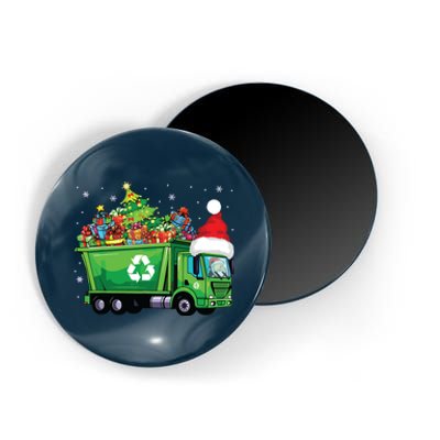 Santa Garbage Truck Carrying Christmas Tree Xmas Driver Magnet