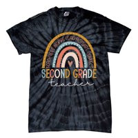 Second Grade Teacher Teach Love Inspire Boho Rainbow Tie-Dye T-Shirt