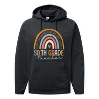 Sixth Grade Teacher Teach Love Inspire Boho Rainbow Performance Fleece Hoodie