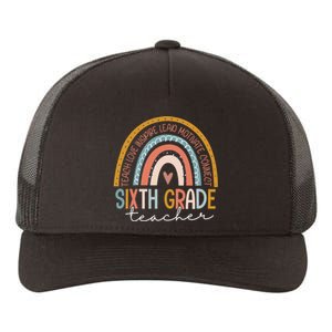 Sixth Grade Teacher Teach Love Inspire Boho Rainbow Yupoong Adult 5-Panel Trucker Hat