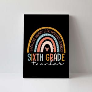 Sixth Grade Teacher Teach Love Inspire Boho Rainbow Canvas