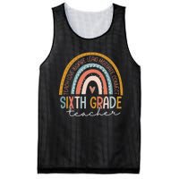 Sixth Grade Teacher Teach Love Inspire Boho Rainbow Mesh Reversible Basketball Jersey Tank