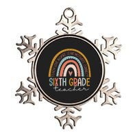 Sixth Grade Teacher Teach Love Inspire Boho Rainbow Metallic Star Ornament