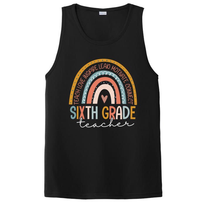 Sixth Grade Teacher Teach Love Inspire Boho Rainbow PosiCharge Competitor Tank