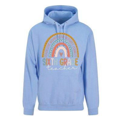 Sixth Grade Teacher Teach Love Inspire Boho Rainbow Unisex Surf Hoodie