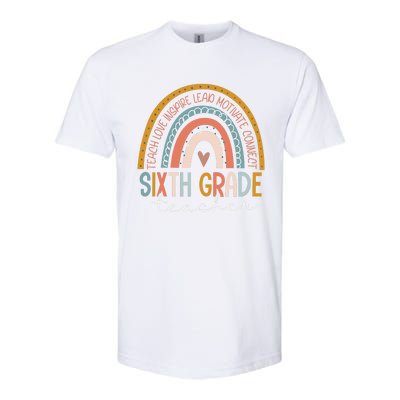 Sixth Grade Teacher Teach Love Inspire Boho Rainbow Softstyle CVC T-Shirt