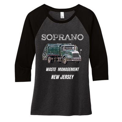 Soprano Garbage Truck Waste Management Women's Tri-Blend 3/4-Sleeve Raglan Shirt