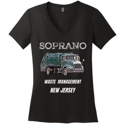 Soprano Garbage Truck Waste Management Women's V-Neck T-Shirt