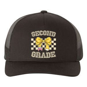 Second Grade Teacher Coquette Pencil Bow Back To School Yupoong Adult 5-Panel Trucker Hat