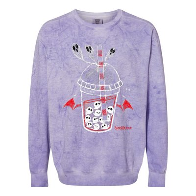 Spookscene Ghos Tea Spooky Boba Emo Goth Alt Red Colorblast Crewneck Sweatshirt