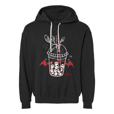 Spookscene Ghos Tea Spooky Boba Emo Goth Alt Red Garment-Dyed Fleece Hoodie