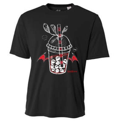 Spookscene Ghos Tea Spooky Boba Emo Goth Alt Red Cooling Performance Crew T-Shirt