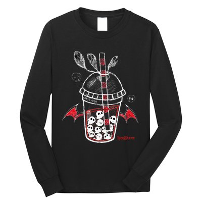 Spookscene Ghos Tea Spooky Boba Emo Goth Alt Red Long Sleeve Shirt