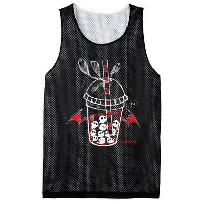 Spookscene Ghos Tea Spooky Boba Emo Goth Alt Red Mesh Reversible Basketball Jersey Tank