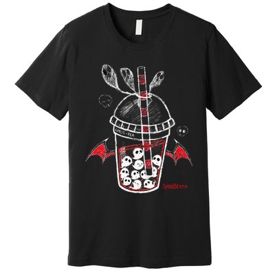 Spookscene Ghos Tea Spooky Boba Emo Goth Alt Red Premium T-Shirt