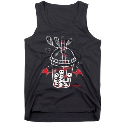 Spookscene Ghos Tea Spooky Boba Emo Goth Alt Red Tank Top