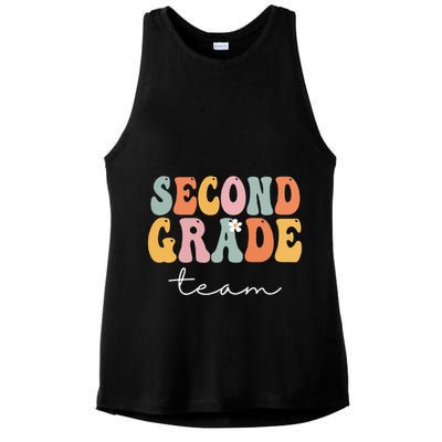 Second Grade Team Retro Groovy Vintage First Day Of School Ladies PosiCharge Tri-Blend Wicking Tank