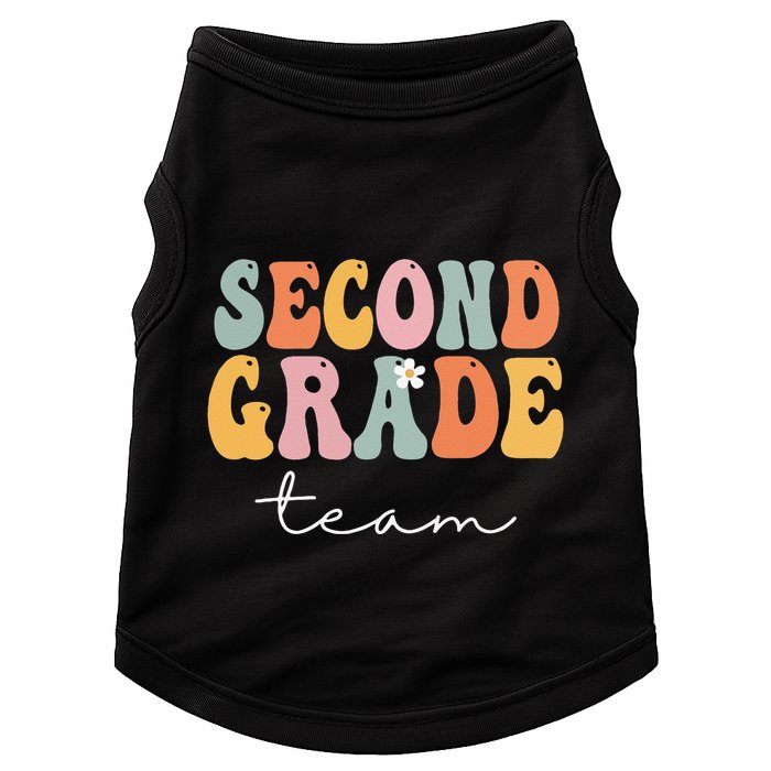 Second Grade Team Retro Groovy Vintage First Day Of School Doggie Tank