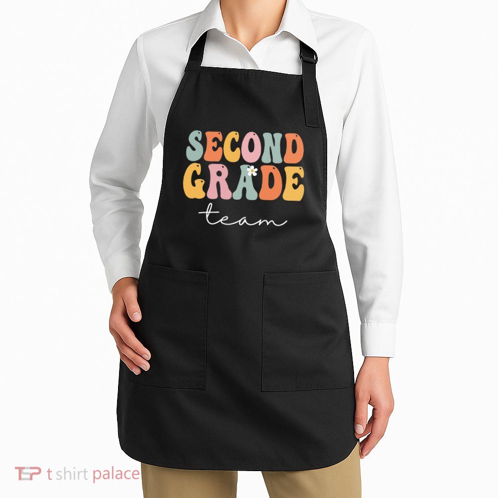 Second Grade Team Retro Groovy Vintage First Day Of School Apron