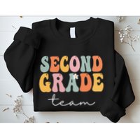 Second Grade Team Retro Groovy Vintage First Day Of School Sweatshirt