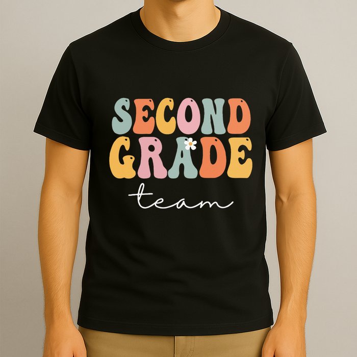 Second Grade Team Retro Groovy Vintage First Day Of School T-Shirt