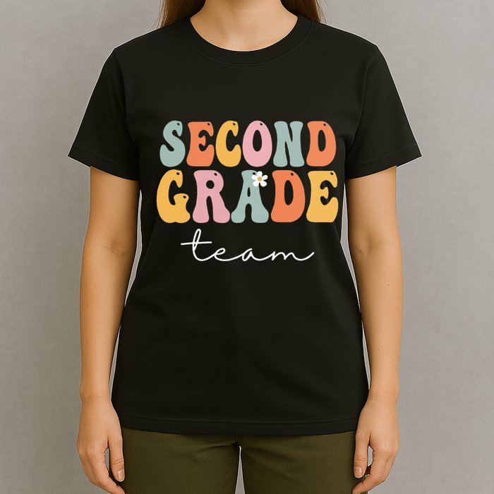 Second Grade Team Retro Groovy Vintage First Day Of School T-Shirt