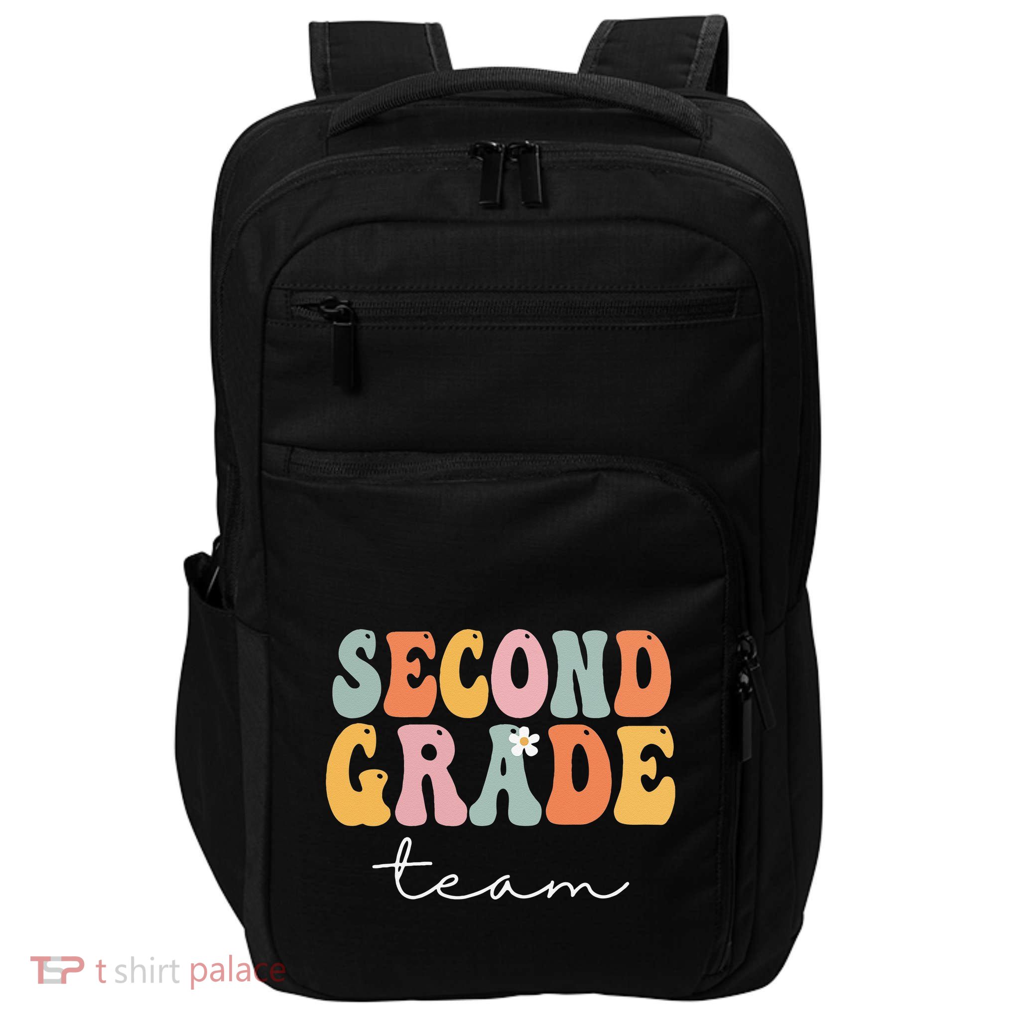 Second Grade Team Retro Groovy Vintage First Day Of School Impact Tech Backpack