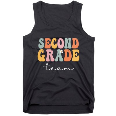 Second Grade Team Retro Groovy Vintage First Day Of School Tank Top