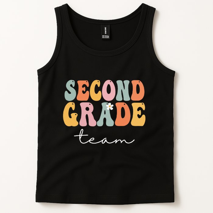 Second Grade Team Retro Groovy Vintage First Day Of School Tank Top