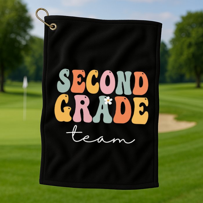 Second Grade Team Retro Groovy Vintage First Day Of School Golf Towel