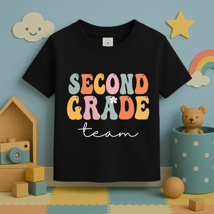 Second Grade Team Retro Groovy Vintage First Day Of School Toddler T-Shirt