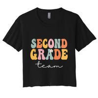 Second Grade Team Retro Groovy Vintage First Day Of School Crop Top
